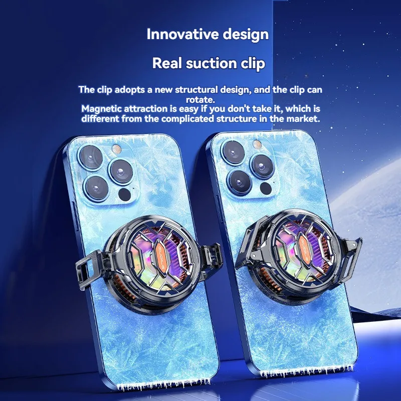 FS03 모바일 쿨러 업그레이드, 휴대폰 방열기 15W 강력 냉각, 자석 및 회전 클립, 아이스드 반도체 냉각