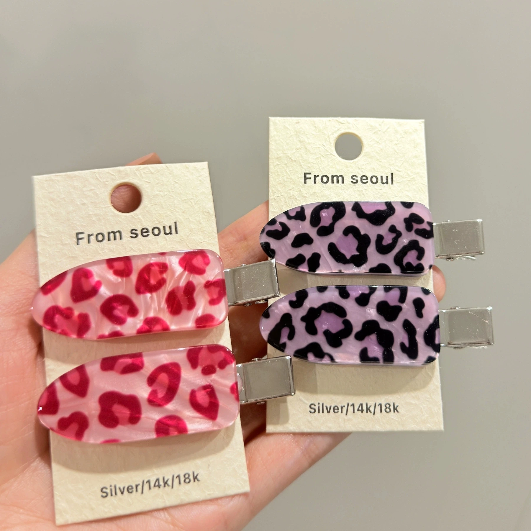 2PCS Leopard Acetate Shovel Shaped Duckbill Clip Dopamine Summer Beach Party Hair Accessories for Women