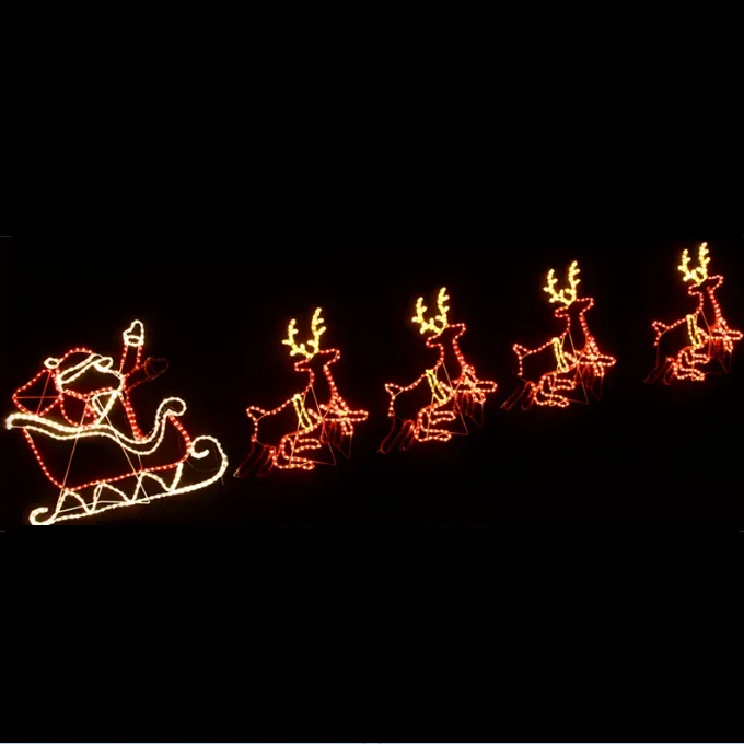 2D Santa Claus Sleigh Reindeer Pattern Light Outdoor Decoration