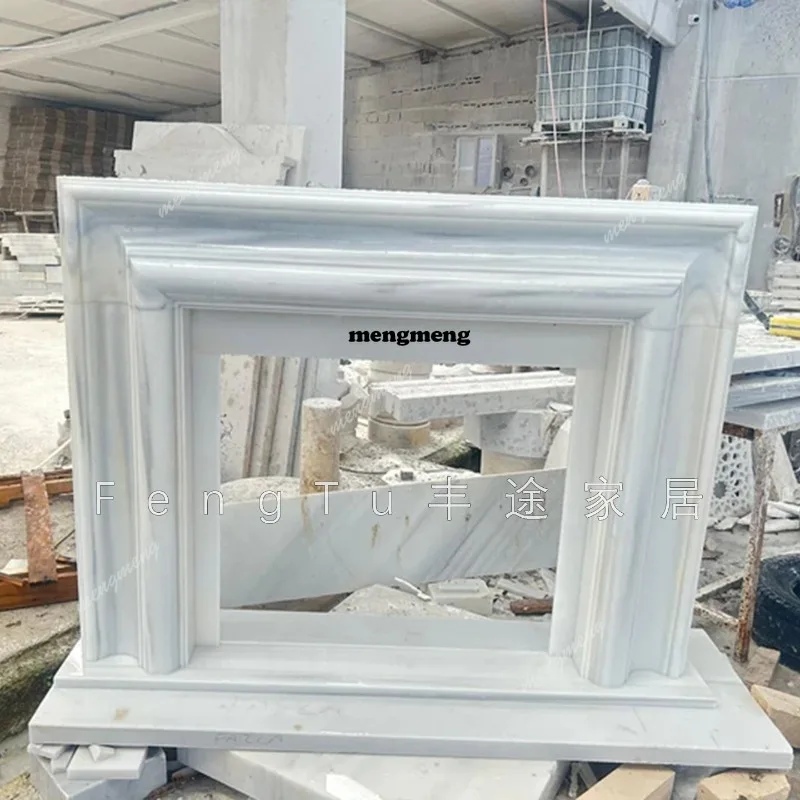 Natural marble mantel designer living room stone carving white stone fireplace decorative cabinet