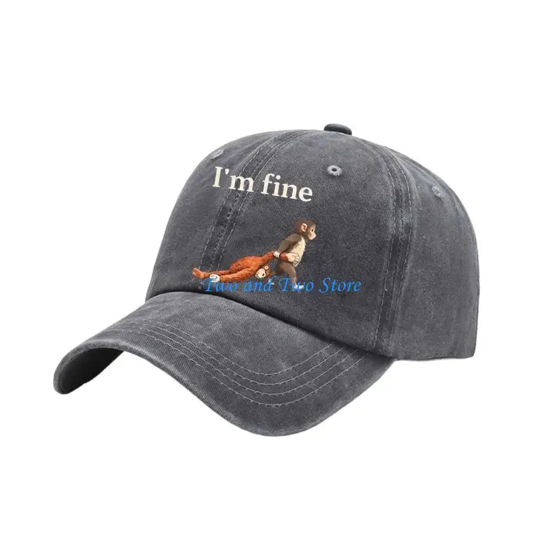 HX6F Fashionable Monkey Printing Baseball Hat Wash Cotton Dad Cap For Outdoor Activity Women Men Unisex Head Accessories