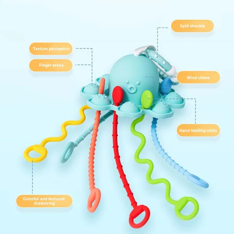 Игрушки Монтессори сенсорные силиконовые тянущиеся игрушки нитки развивающая игрушка для детей развивающая игрушка погремушки Прорезыватель для детей