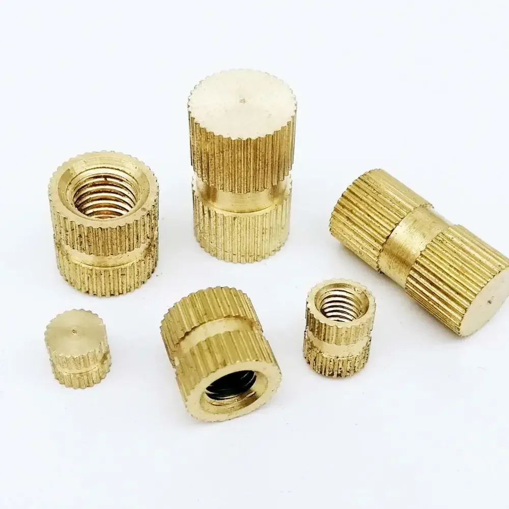 100pc  M3 M4 M6 Type B Solid Brass Copper Injection Molding Knurl Thread Insert Nut Embedded Nutsert Single Pass Blind Hole