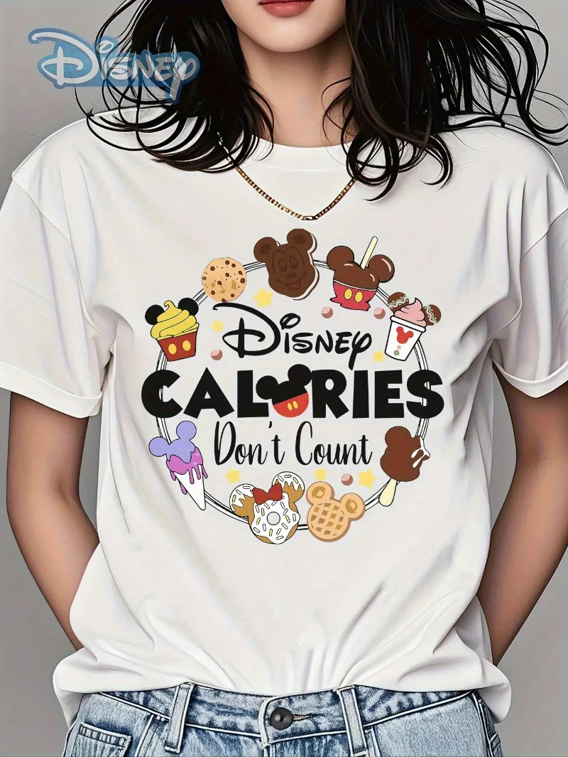 Disney Authorizes Mickey Mouse Pattern Summer Round Neck Short Sleeved T-shirt for Women with Printed Pattern T-shirt Top