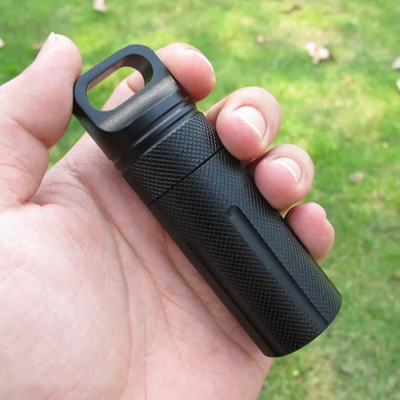 Überlebens-EDC-Etui aus Aluminiumlegierung, wasserdichter Flaschenverschluss, Outdoor-Camping-Zubehör, tragbarer Werkzeughalter, luftdichte Kapsel S – Detail 1