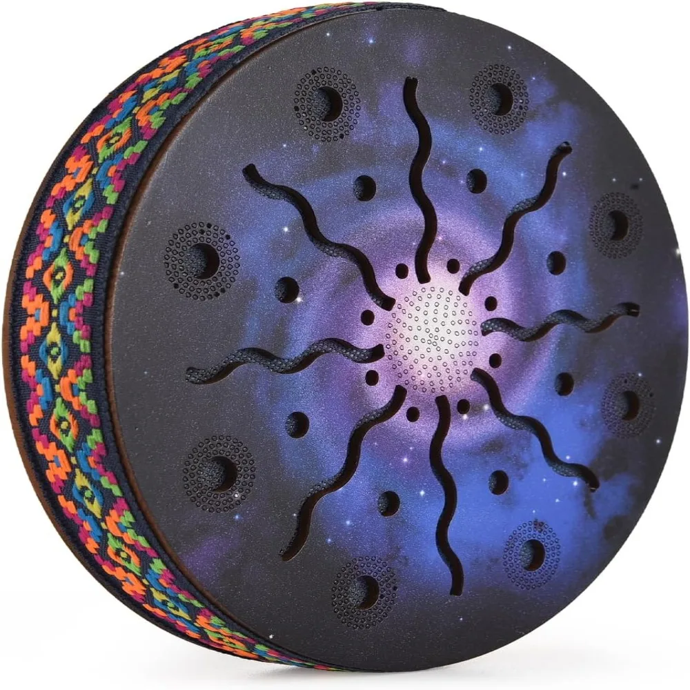 Professional 8 Inch Ocean Drum Painted Pattern Birch Wood Birch Wooden Drum Colorful Painted Drum Party Supplies