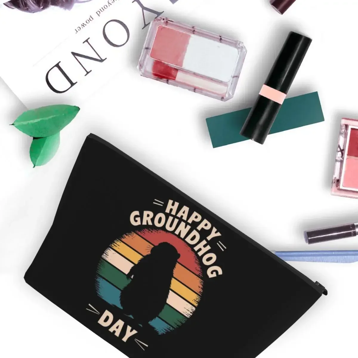 Celebrate Groundhog Day Women Cosmetic Bags Travel Makeup Organizer Pouch Toiletry Storage Dopp Kit Box