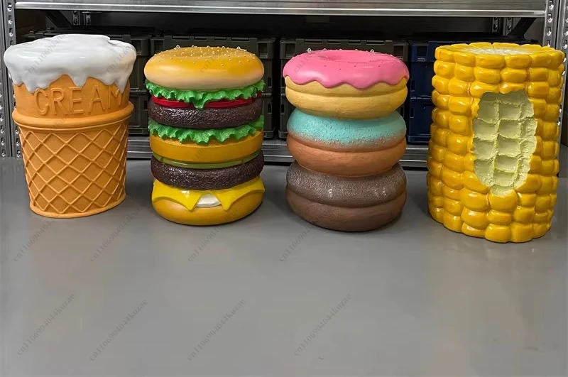 Ornament Burger Stool Trend Home Stool Chair Corncob Ornament Hamburger Low Stool Ornament, Floor Ornament