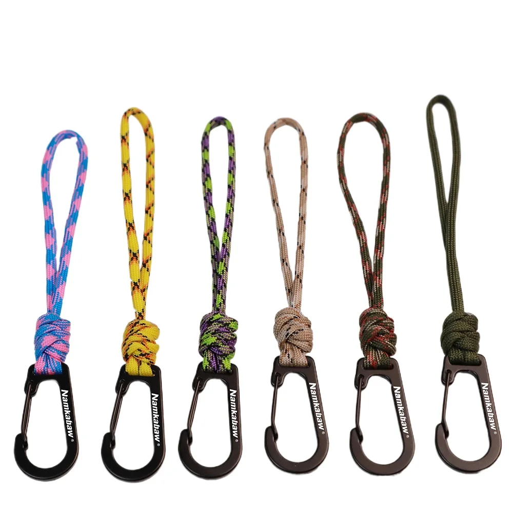 Handmade Woven Seven-Core Keychain Hanging Rope for Preventing Loss, Outdoor Camping Multi-Functional Hook Steel Wire Quick Hook