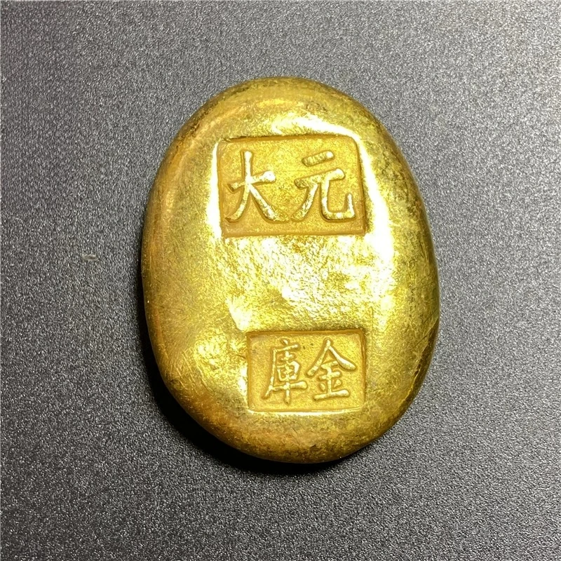Antique Dayuan Vault Pure Copper Gold-Plated Genghis Khan Head Portrait Gold Block Gold Gold Coin Play Decoration Film and Telev