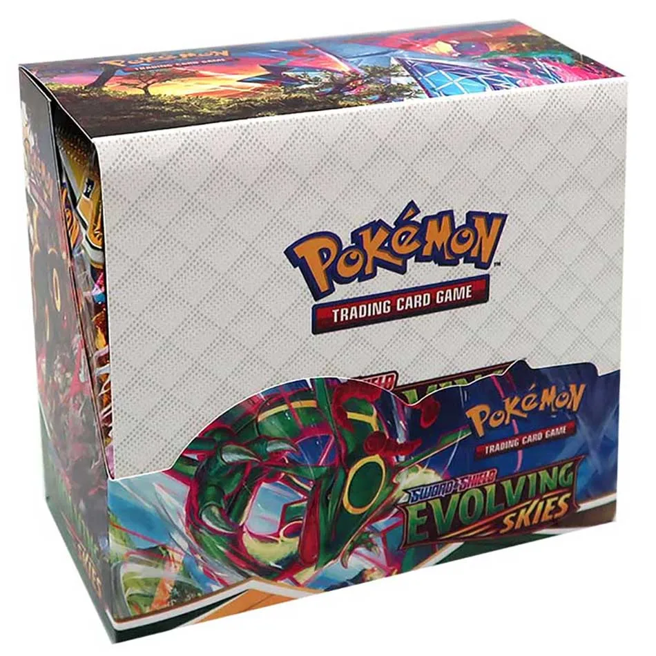 324 piezas Pokemon TCG: Caja de presentación de refuerzo de cielos espada y escudo (36 paquetes) Tarjeta de Pokémon