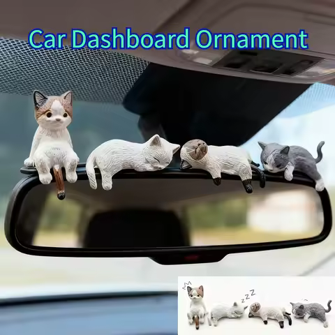 Funny Sleeping Cats Car Dashboard Ornament Adorable PVC Decoration For Car Interior Funny Dashboard Figurine Auto Accessories