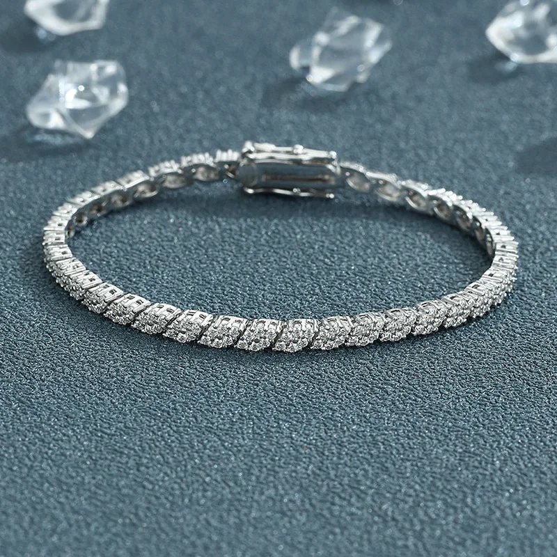 

Luxurious 18K Real Platinum PT950 Moissan diamond rhombic bracelet women's high-end jewelry gift for your girlfriend