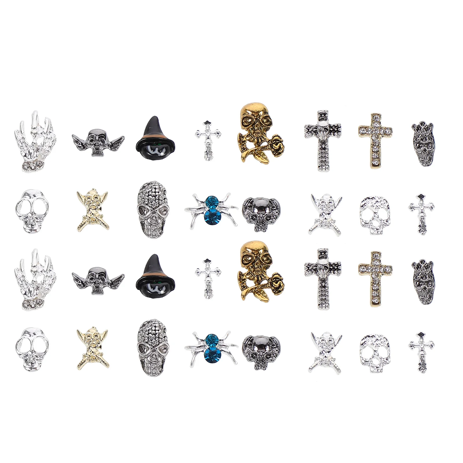 

4pcs 4 Boxes Halloween 3D Art Charms Alloy Manicure Diy Decor Charms Halloween Decoration Nail Jewelry Nail Art Accessories