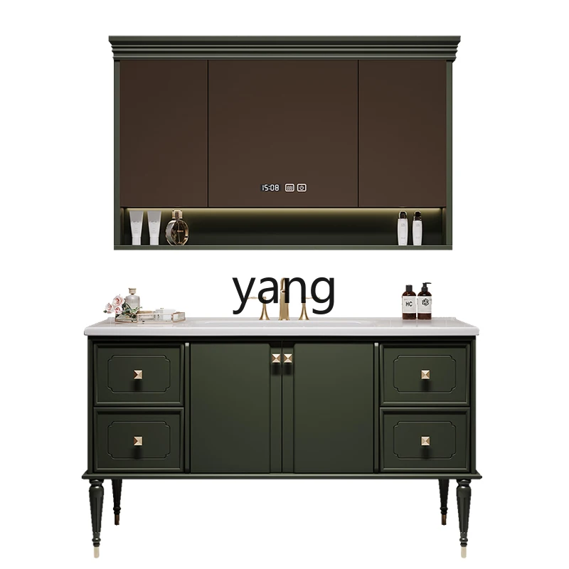 

TGF French retro oak floor-to-ceiling bathroom cabinet American toilet washstand