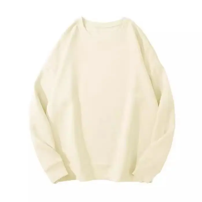 เสื้อสเวตเตอร์คอกลมพรีเมี่ยมสำหรับทุกเพศเสื้อสวมหัวสีทึบเรียบง่ายคลาสสิกแขนยาวลำลองชุดลำลองสไตล์สตรีทเอสเซนเชียล