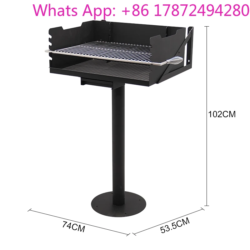 3 Installation Methods Heavy Duty Hanging Barbecue Grill Park Style Pedestal Charcoal Bbq Grill in Ground