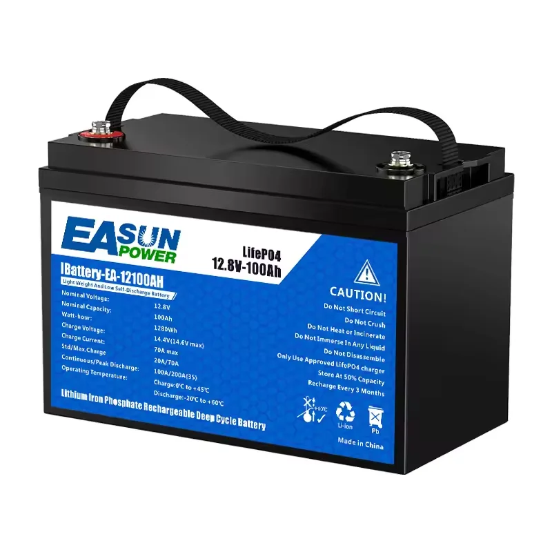 EASUN LiFePO4-batterij 12V 24V 100Ah 200Ah Lithium-ijzerfosfaatbatterij Ingebouwde BMS 6000+ cyclisch voor omvormer Zonne-energie RV Geen belasting - afbeelding 2