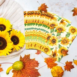 20pcs/Pac 30.2*40.6cm 2-Ply Sunflower Sunflower Long Tissue Paper Party Holiday Disposable Paper Placemat Party Decoration Paper