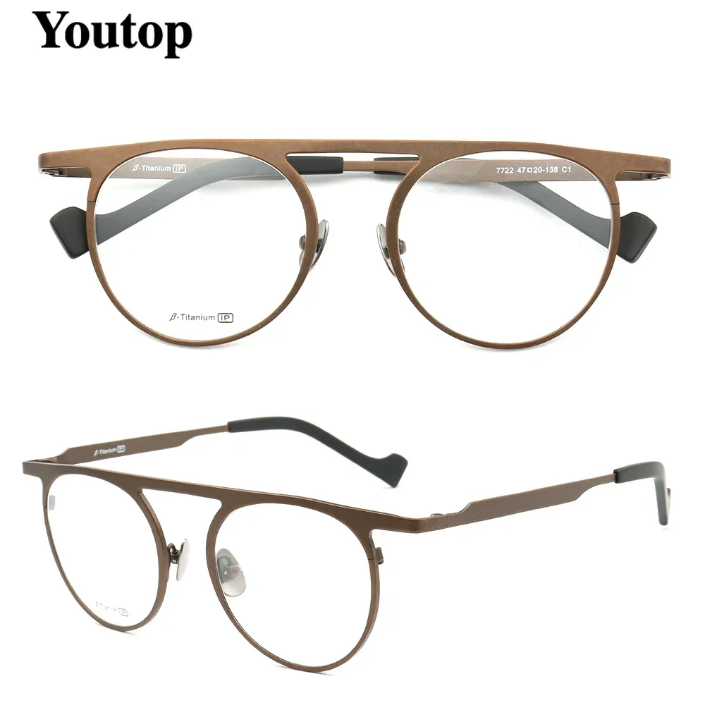 

Men Vintage Round pure Titanium glasses frames for men round light metal Eyeglasses frames fashion Full Rim Rx eyelass Frames
