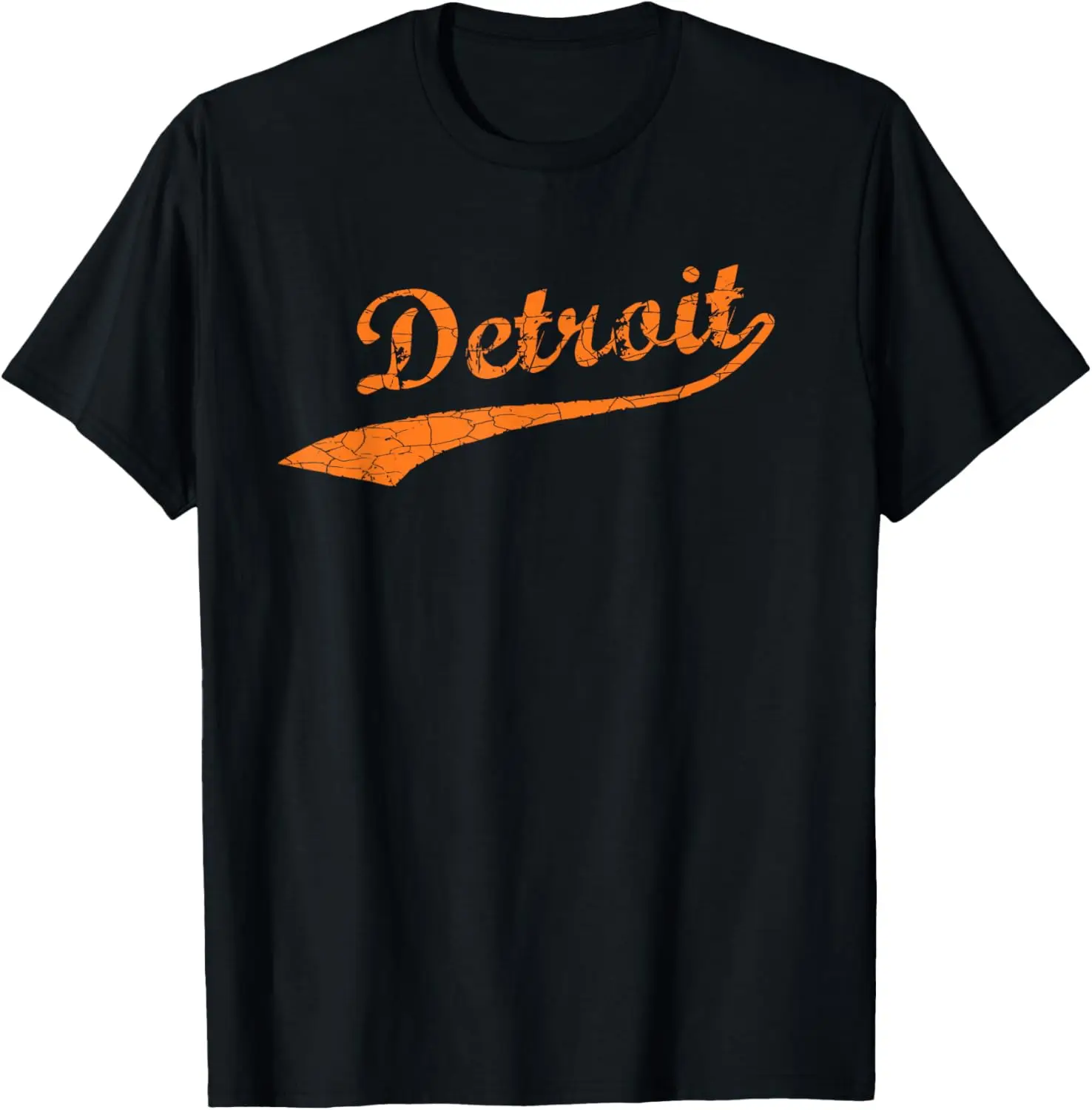 Detroit Baseball Style Cracked Lettering City Pride T-Shirt