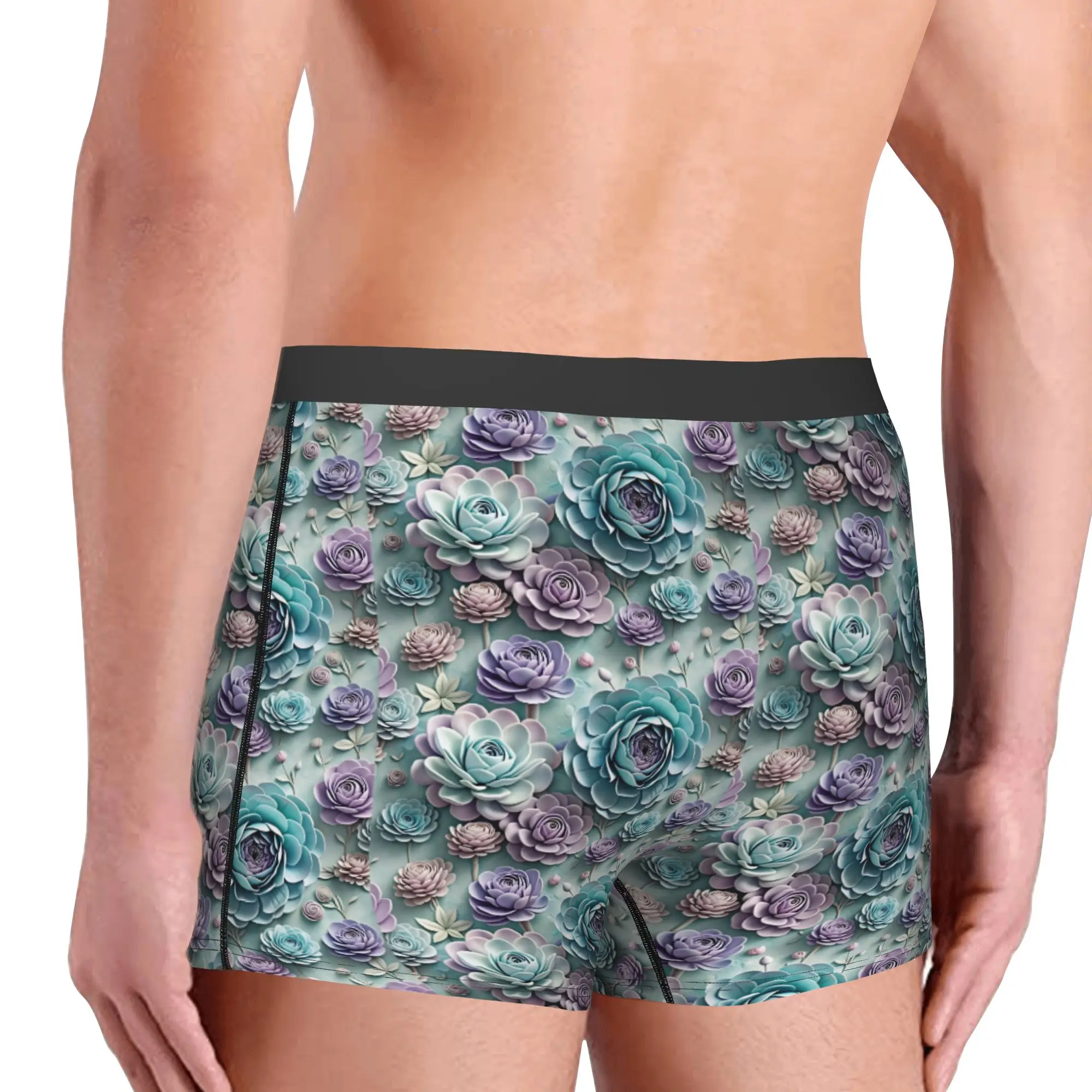 Male Novelty Fashion Trend 3D Flowers Underwear Luxury High 3D Floral Boxer Briefs Breathable Shorts Panties Underpants