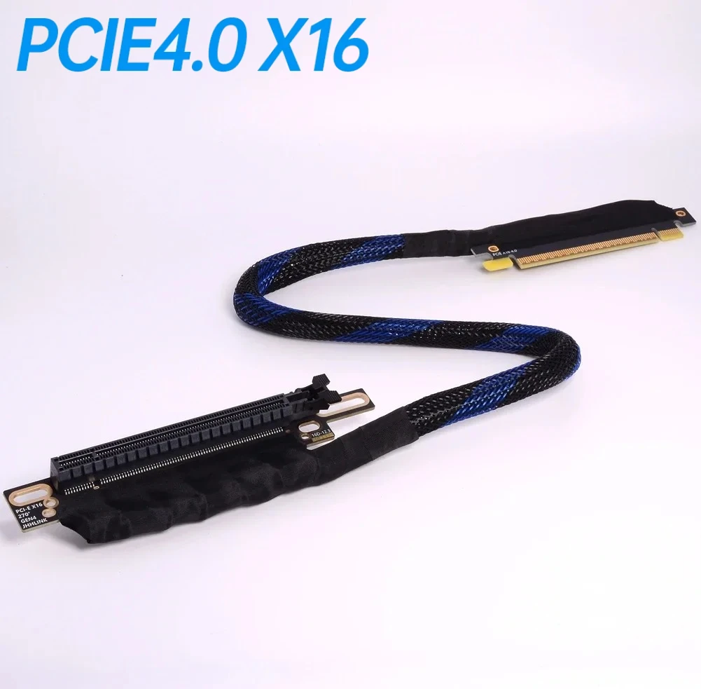 

PCI Express 4.0 X16 External Graphics Cards Thin Extension Cable GEN4 for AI Server Braided Mesh Silver-Plated GPU Adapter Cable