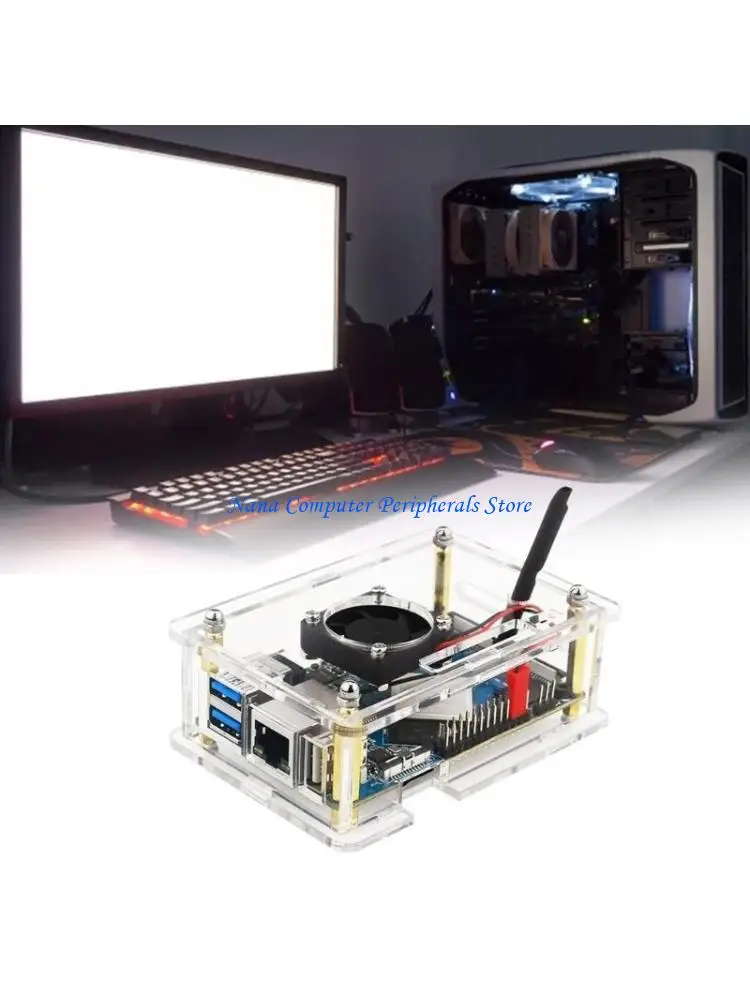 

F68C Heatsink Case for Orange 4 LTS Acrylic for Case DIY with Quiet Cooling Fan Heatsink Durable