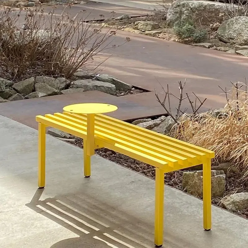 for Korean industrial style bamboo tray bench with outdoor dining table, suitable for milk tea shop balcony terrace street
