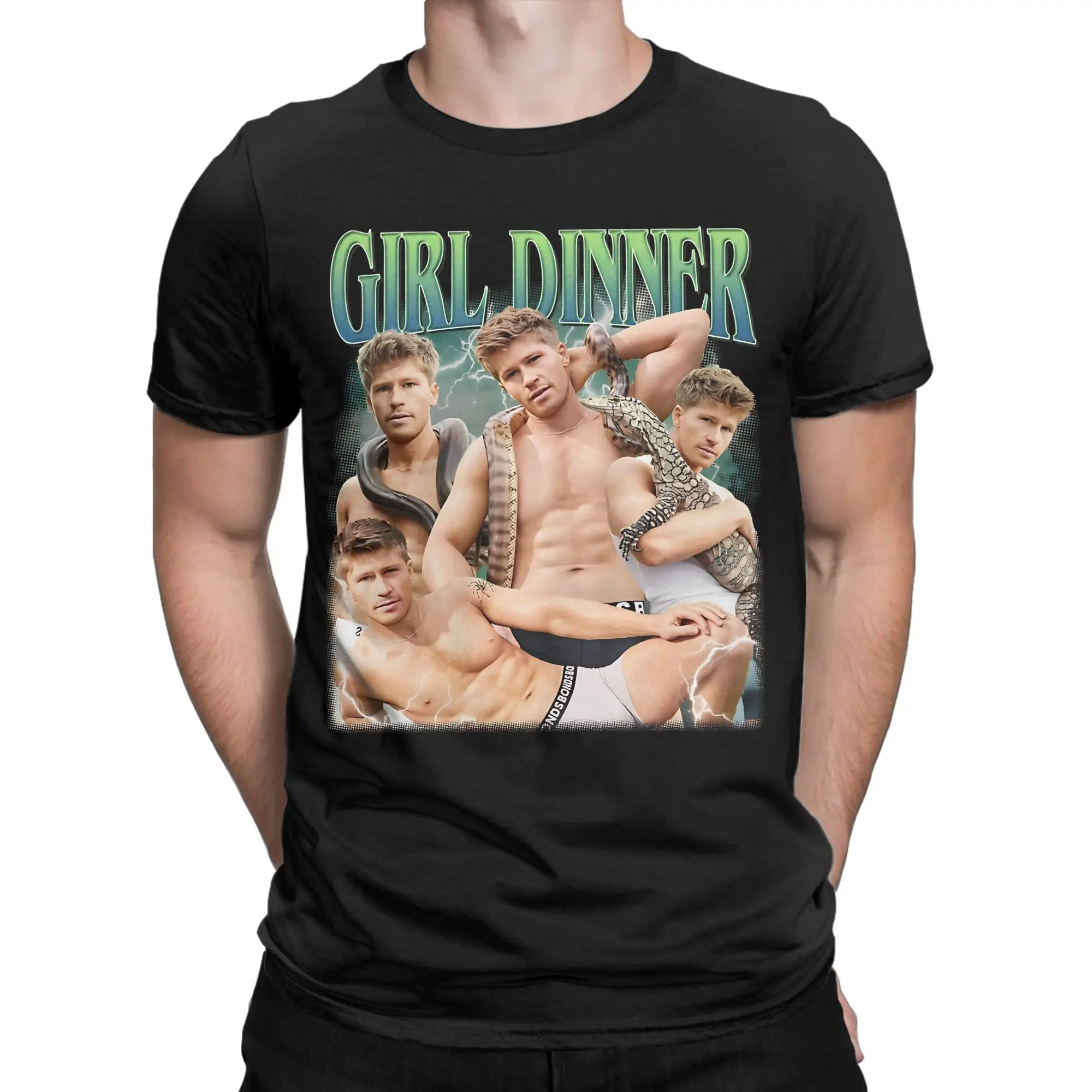 Robert Irwin Girl Dinner T-Shirt Men Women  Vintage Pure Cotton Tee Shirt O Neck Short Sleeve T Shirts Birthday Present Tops