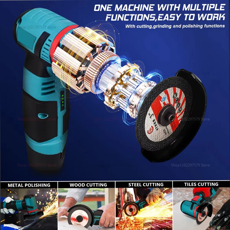 Polisher Cutting Tool for DIY Home Renovation and Metal WoodWORK 12V Cordless Angle Grinder Brush Cutter Portable image 5
