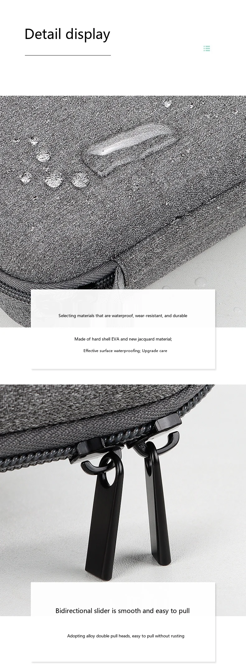 EVA-Hartschalen-Digital-Aufbewahrungstasche, stoßfeste Kabel-Organizer-Tasche für Ladegerät, Kopfhörer, Kamera – Detail 11
