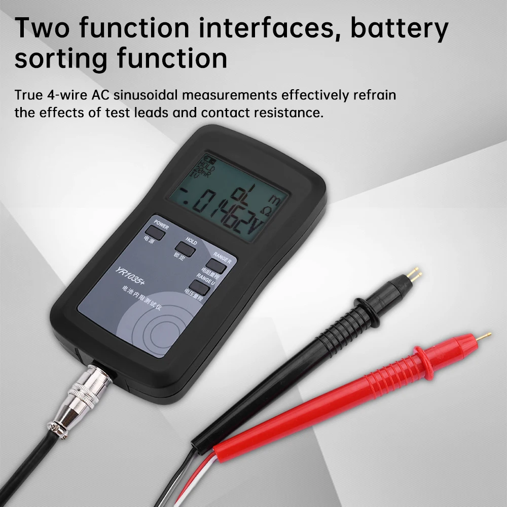 Yr1035 +/Yr1030 + Lithiumbatterij Interne Weerstandstester DC0-100V Zeer Nauwkeurige Batterijtester 4-draads Weerstandsdetectorgereedschap