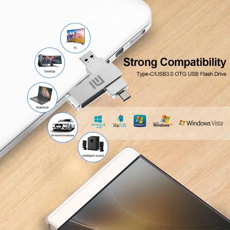 Xiaomi 2 To USB 3.0 Flash Drive Haute Vitesse Pen Drive 1 To Métal Étanche 512 Go 256 Go 128 Go Clé USB Adaptateur TYPE-C