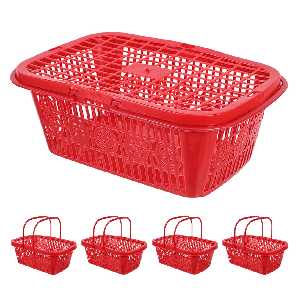 

Fruit Picking Basket Large Capacity Square Plastic Crates Handles for Harvesting Storing Fruits Vegetables Grocery Organizers