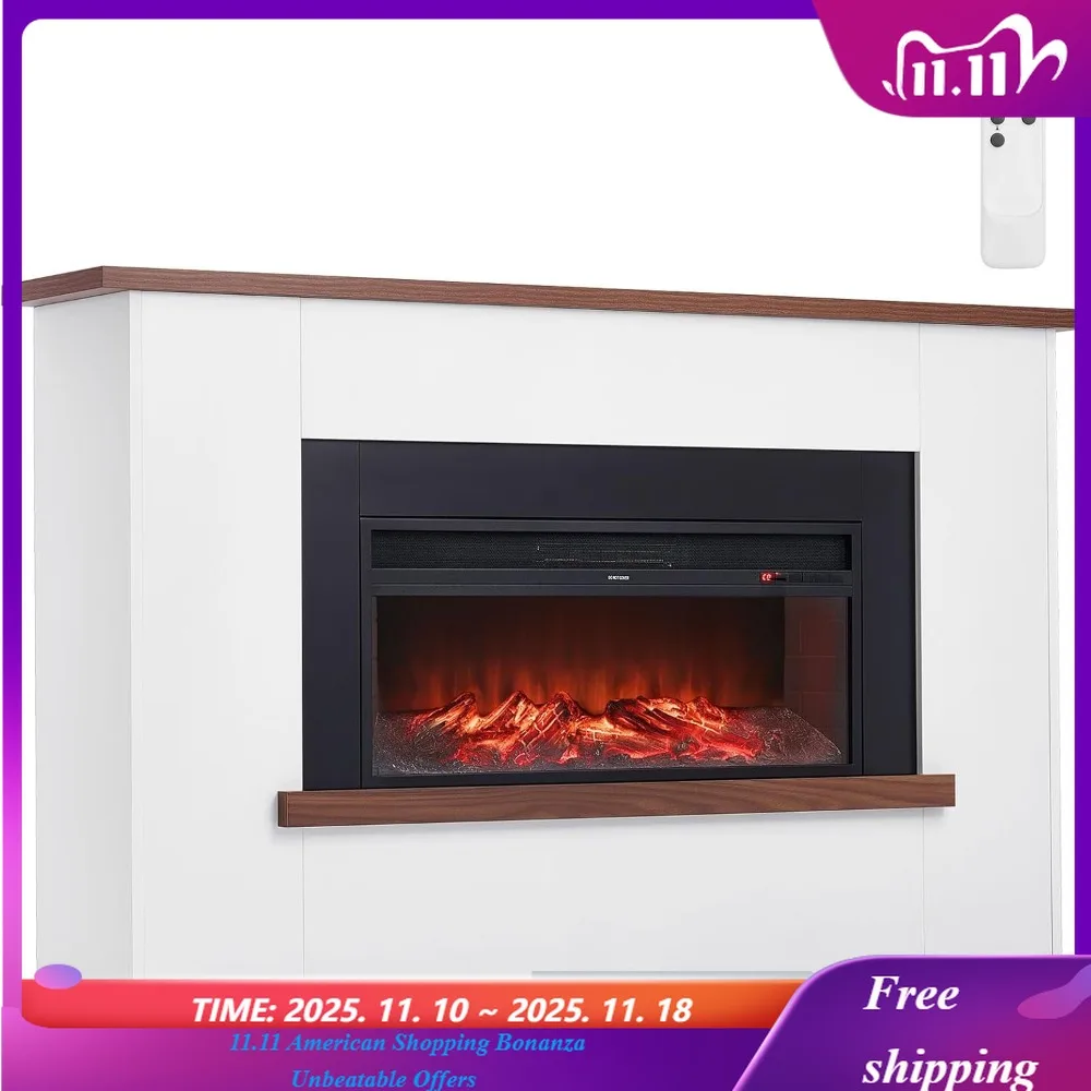 

Отдельностоящие камины, 1500 Вт, 5120 БТЕ, поддельный электрический камин, обогреватель с каминной каминной печью, защита от перегрева,