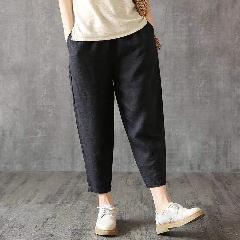 Women's Linen Harem Pants Boho Loose Casual Comfortable