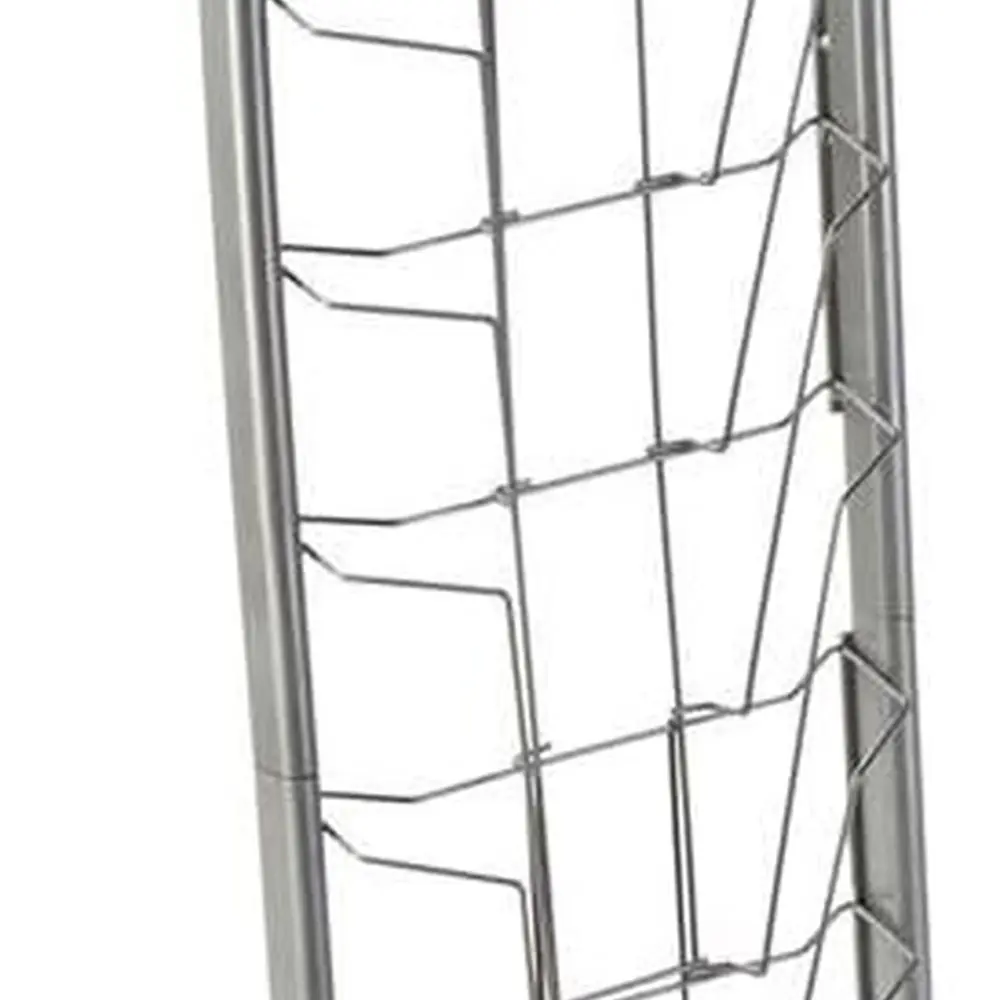 حامل أدب فضي مكون من 10 جيوب مع حقيبة حمل لعرض الأرضيات المحمولة