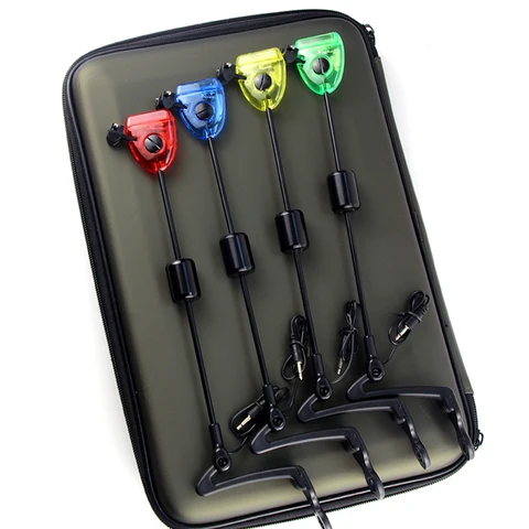 Conjunto de swingers de pesca led iluminado indicador de mordida de pesca equipamento de pesca em caso com zíper receptor de sinal de balanço ao ar livre