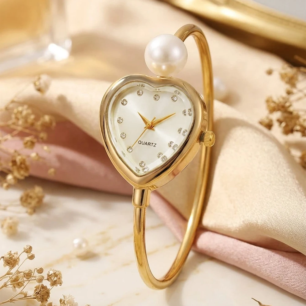 1Pc Heart-Shaped Women's Watch Fashionable Business Elegant Classic Exquisite Retro Light Luxury Rhinestone Luxurious Bracelet Y2K Party Gathering Daily Wear Birthday Holiday Gift Travel Vacation Music Festival Perfect Gift