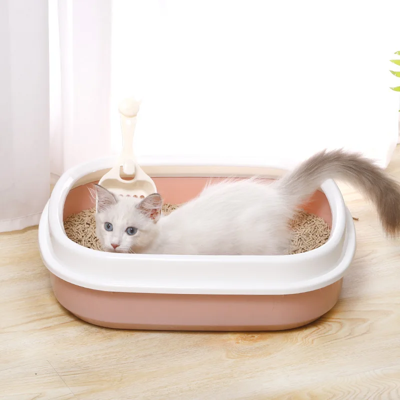 Cat Litter Box Portable Bedpan Removable Semi Closed Kitty Litter Pan Potty Toilet for Rabbit Medium Large Cats Small Animals