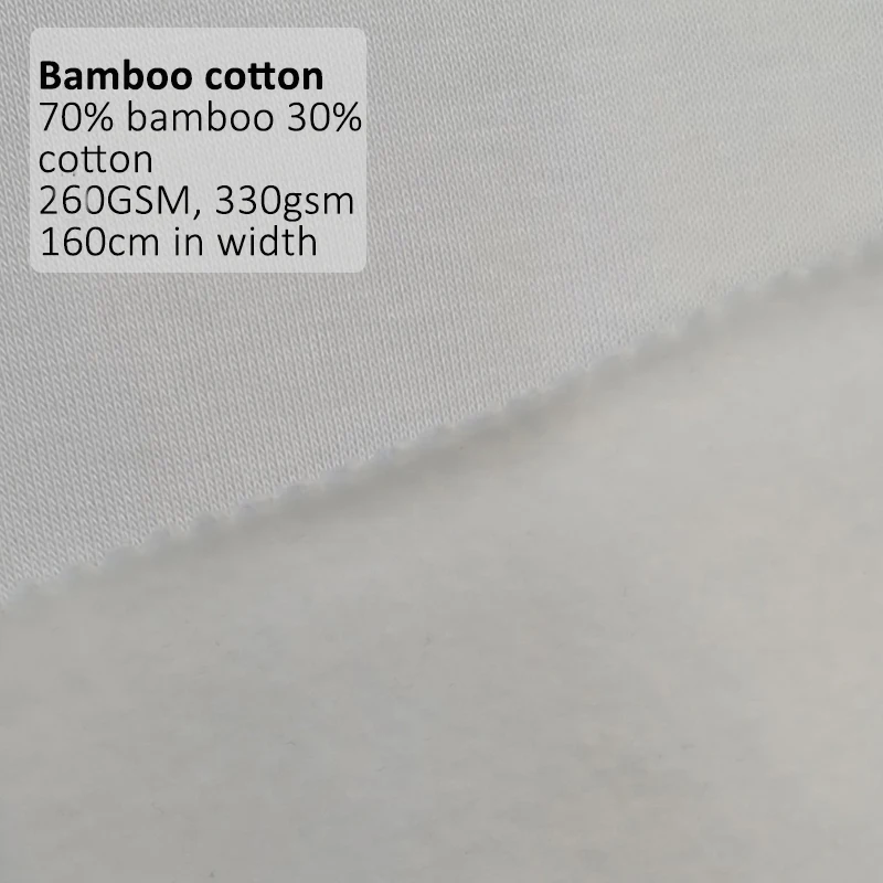 330gsm Super Absorbent Soft White Natural Organic Bamboo Cotton Fleece Fabric Baby Reusable Cloth Diaper Material
