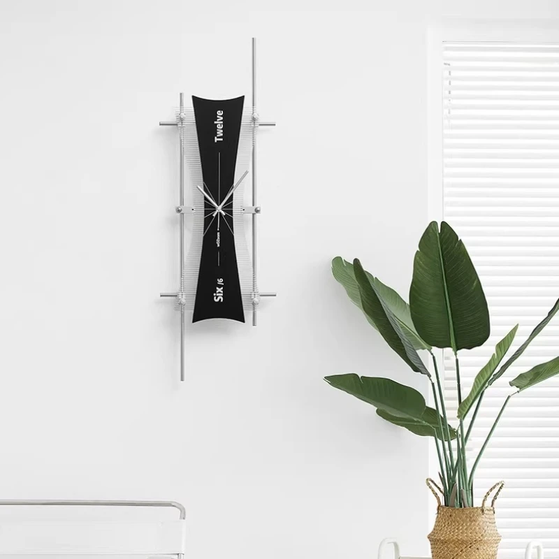 No Drill Minimalist Wall Clock, Modern Silent Light Axis Clock for Bedroom,Creative Background Wall Decor & Floating Home Decor