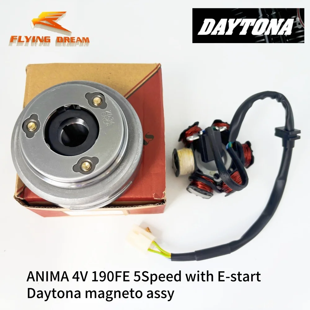 Rotor do estator daytona original magneto assy para 190cc anima 4v 190fe 5 velocidades com motor de partida eletrônica pit dirt bike motocross crf50