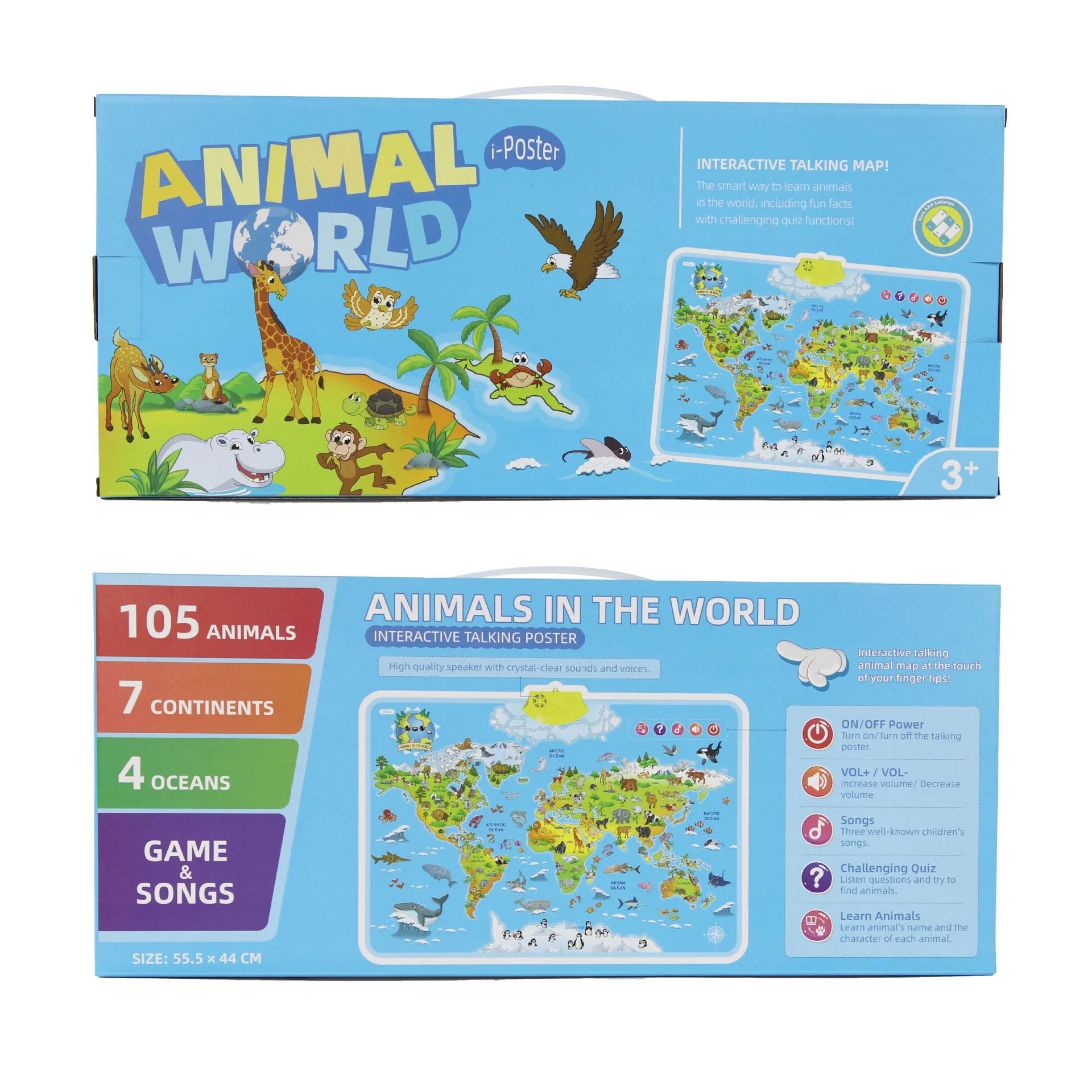 Elektroniczna mapa świata zwierząt wykres ścienny mówiący plakat muzyczny dla dzieci zabawki Montessori dla małych dzieci interaktywna zabawka edukacyjna prezent