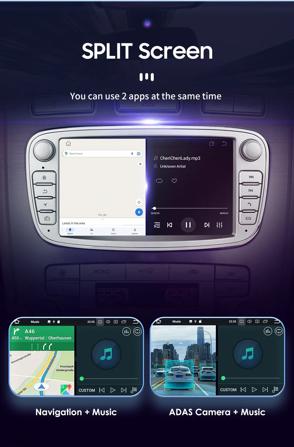 Hizpo 7-Zoll-Autoradio für Ford Focus S-Max Mondeo Galaxy C-Max Kuga Audio Multimedia Player CarPlay Android Auto RDS WIFI 4G BT – Detail 30
