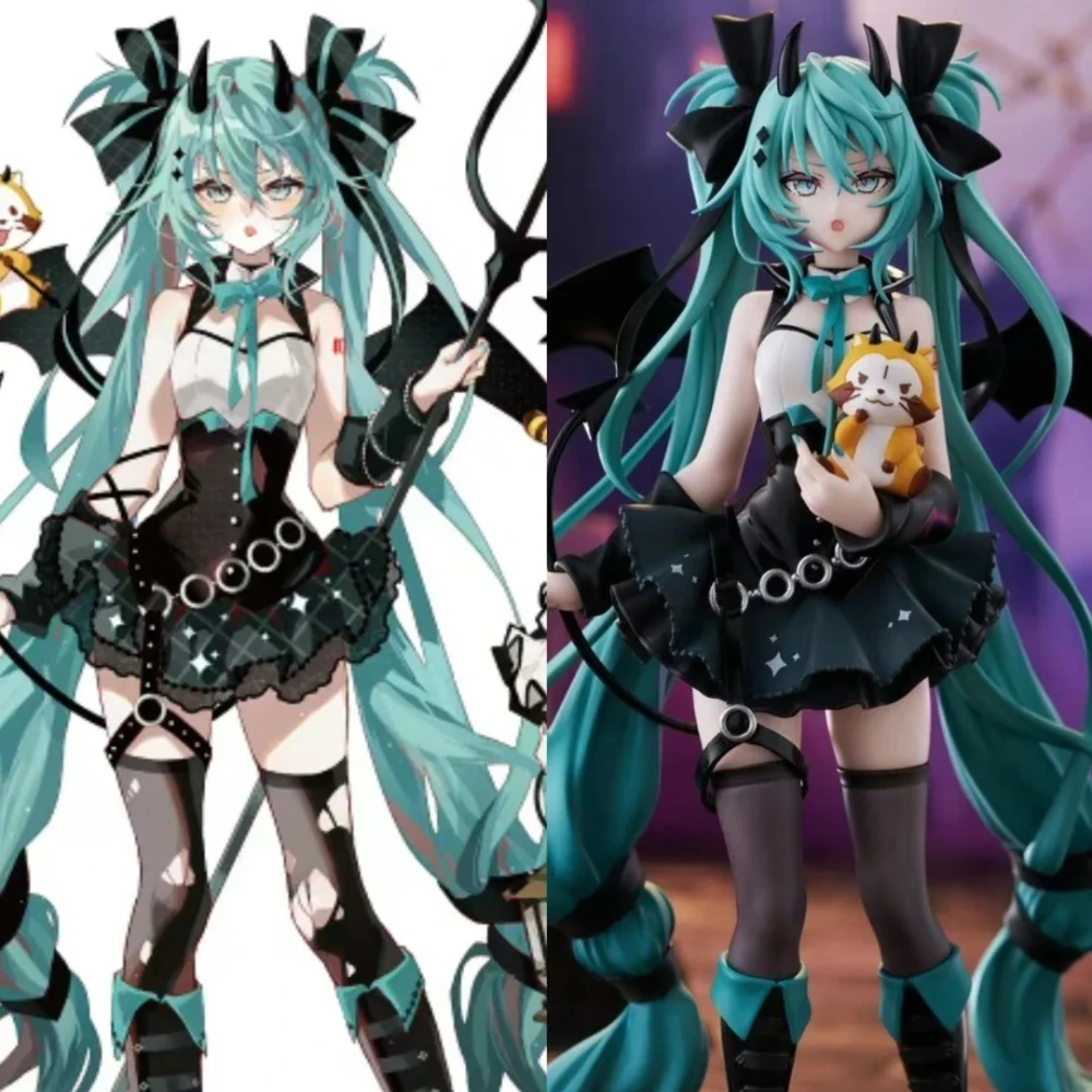 

Аниме-фигурка Хацунэ Мику 19 см: Маленький дьяволёнок-енот, кавайная фигурка из ПВХ, модель куклы, игрушка, украшение для рабочего стола, праздничный подарок