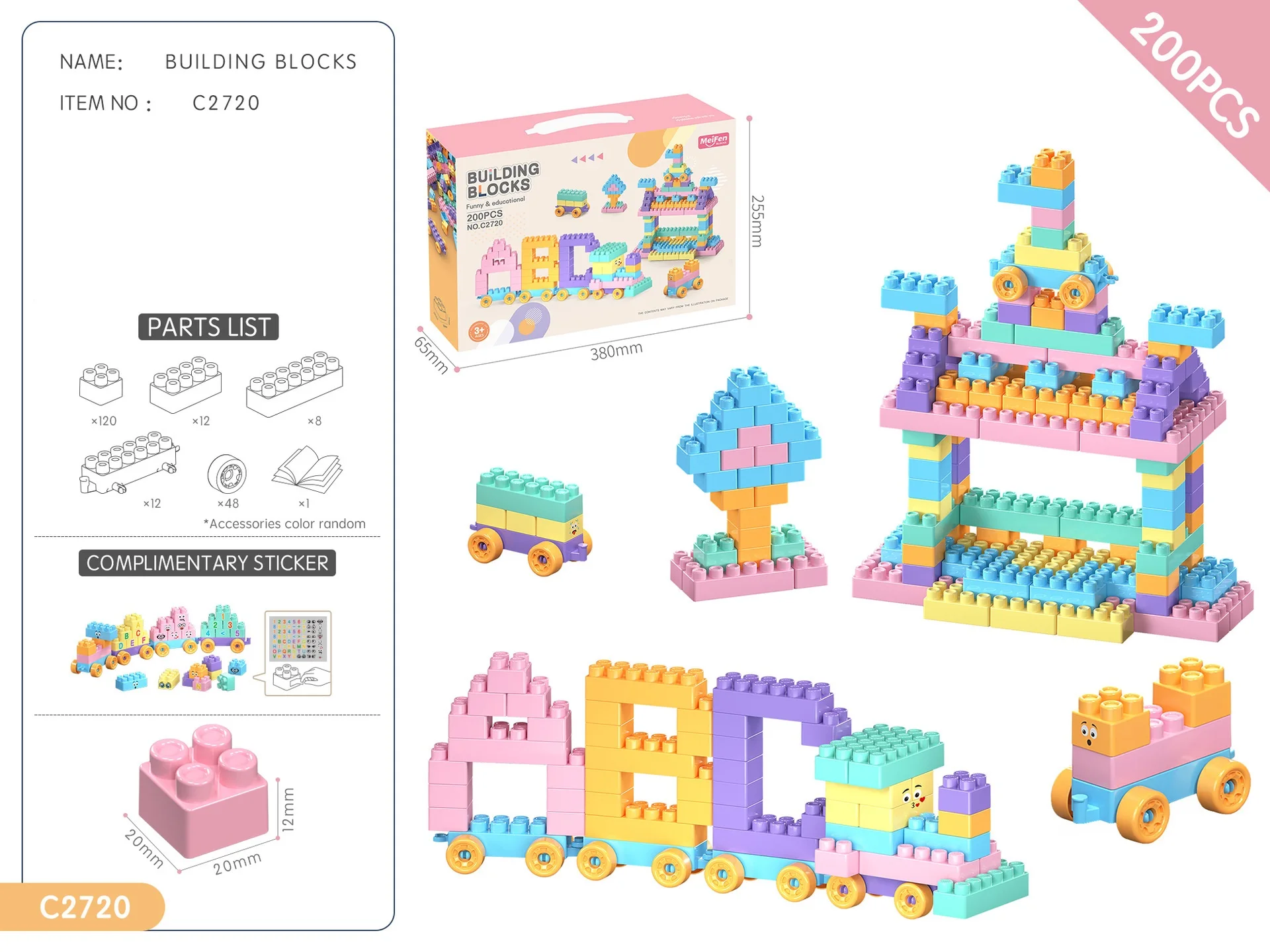 Fun DIY Macaron Color Building Blocks Set For Parent-child Girls To Assemble Puzzle Toys Birthday Christmas Gifts For Kids