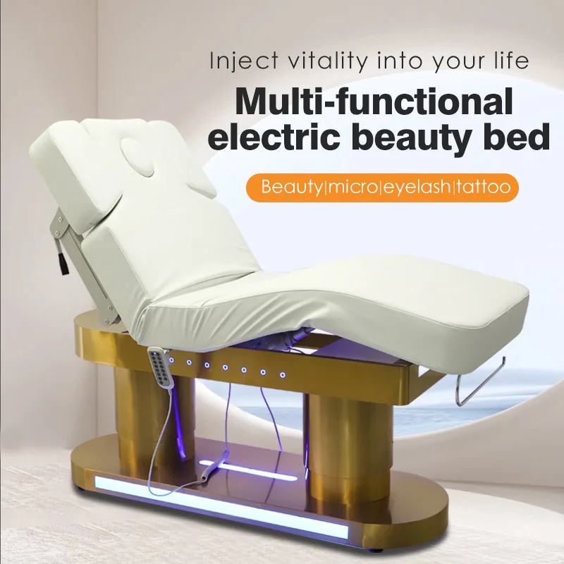 Premium 4 Motor Heating Tilting Lash Beauty Bed Eyelash Massage Table Custom Leather Color For Spa Salon