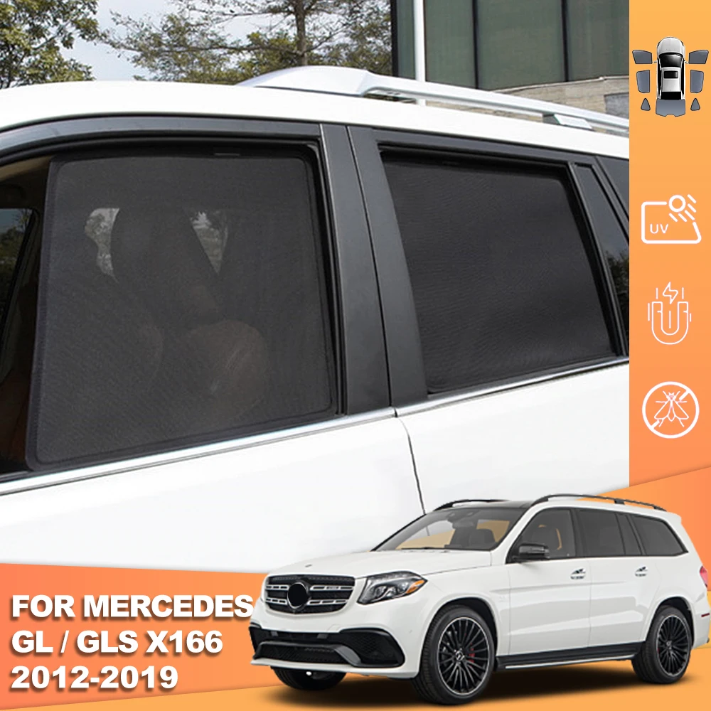 For Mercedes Benz GLS GL X166 2012-2019 Magnetic Car Sunshade Front Windshield Curtain Cover Rear Side Window Sun Shade Visor